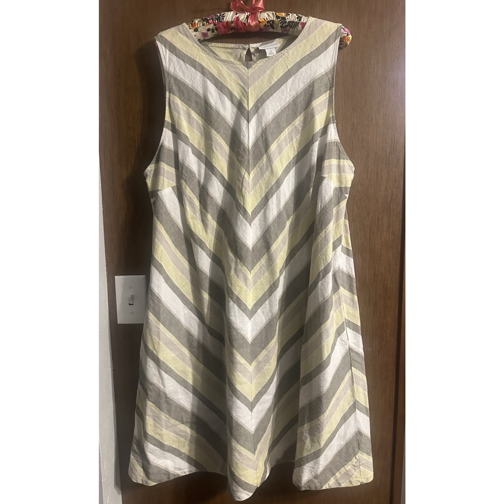 Liz Claiborne sz 1x Chevron Linen & Cotton Blend sleeveless Multicolor Workwear